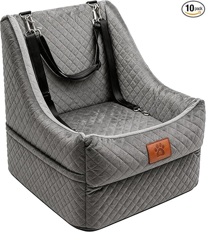 AiryCute Dog Car Seat for Medium Dogs – Premium Pet Booster Seat with Two Pet Safety Belts, Detachable Washable Cover Non-Slip Base, Portable Dog Travel Seat for Road Trips & Daily Errands Up to 35lbs