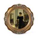 SIKOO Vintage Picture Frames 3x3 Small Antique Round Picture Frame Tabletop and Wall Mount Vintage Mini Wall Decor Bronze Gold