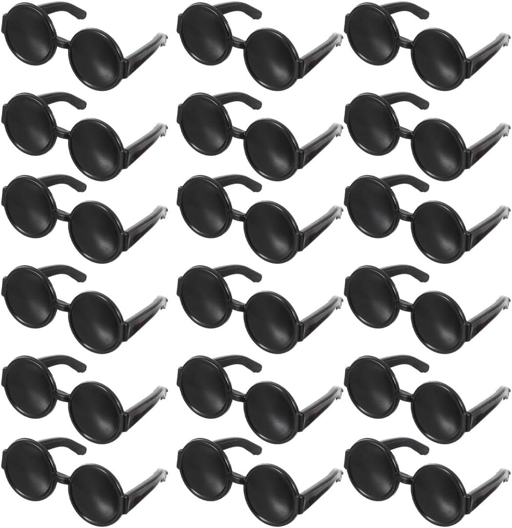 TOYANDONA 60 Pairs Mini Sunglasses for Dolls, Black Doll Dress up Glasses Miniature Sunglasses Bulk Plastic Dressing Glasses Costume Accessories for DIY Crafts