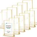 TonGass (12-Pack) 4x6 Standard Double-Sided Acrylic Wedding Table Numbers Picture Frames, Clear Sign Holders with 3mm Gold Border & Vertical Stand