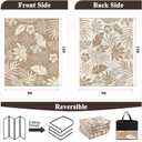 Pauwer Waterproof Outdoor Rug 9x12, Reversible Plastic Straw Patio Camping Rug, Indoor Outdoor RV Mat Carpet for Deck, Camper, Porch, Balcony, Backyard, Picnic, Floral Brown