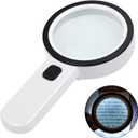 AIXPI Magnifying Glass with Light, Double-Layer Glass Lens Handheld Large Magnifying Glass 12 LED Lighted Magnifier for Seniors Reading, Coins, Jewelry, Close Working