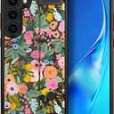 S23+ Plus Case Cute with Stand/Shockproof Slim Strap Kickstand Phone Case for Women Girls Compatible with Samsung Galaxy S23+ Plus/Abstract Lovely Flowers Florals