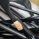 HOUSE DAY High-Grade Suit Hangers, Wide Shoulder Wooden Hangers with Non Slip Pants Bar, Smooth Finish 360 Swivel Hook Solid Wood Coat Hangers for Dress, Jacket, Heavy Clothes Hanger 6 Pack (Black)