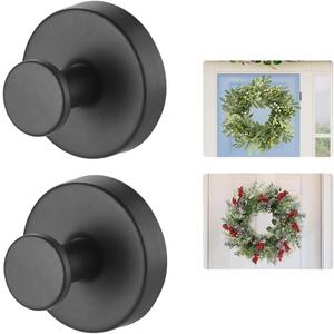 Suction Cup Wreath HangerSuction Cup Hooks Hanging 15 LbsWaterproof Suction Cup Wreath Holder for Windows, Shower, WreathsSmooth Doors (Black, 2)