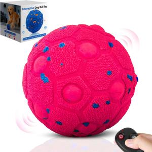 Newget Interactive Dog Toy Ball with Remote, 3 Modes Smart Moving Dog Balls with Touch Wake-Up, Automatic Bouncing/Rolling Chew-Resistant Ball for Medium & Large Dogs to Keep Busy, Rose Red