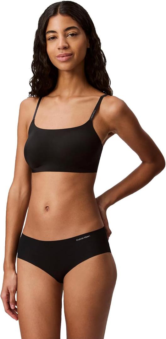 Calvin Klein Women's Invisibles Comfort Seamless Adjustable Skinny Strap Bralette Bra (Black) S