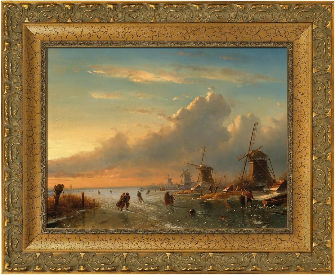 Antique French Painting Frame for 24x30 Stretched Canvas, 2.8" DIY Heavy Wood Ornate Frame for Landscape Family Animal Memorial Portraits Gallery Wall Decor, No Glass & Back (Gold)