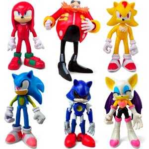 Toysvill Sonic the Hedgehog Big Action Figures (Set of 6 pcs), Collection Toys, Birthday Cake Decoration Party Supplies Cake Topper