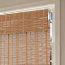 AureSun No Drill Cordless Bamboo Roman Shades, Blackout Custom Window Blinds, No Tools Light Filtering Roman Bamboo Blinds for Indoor Windows, Chestnut Natural