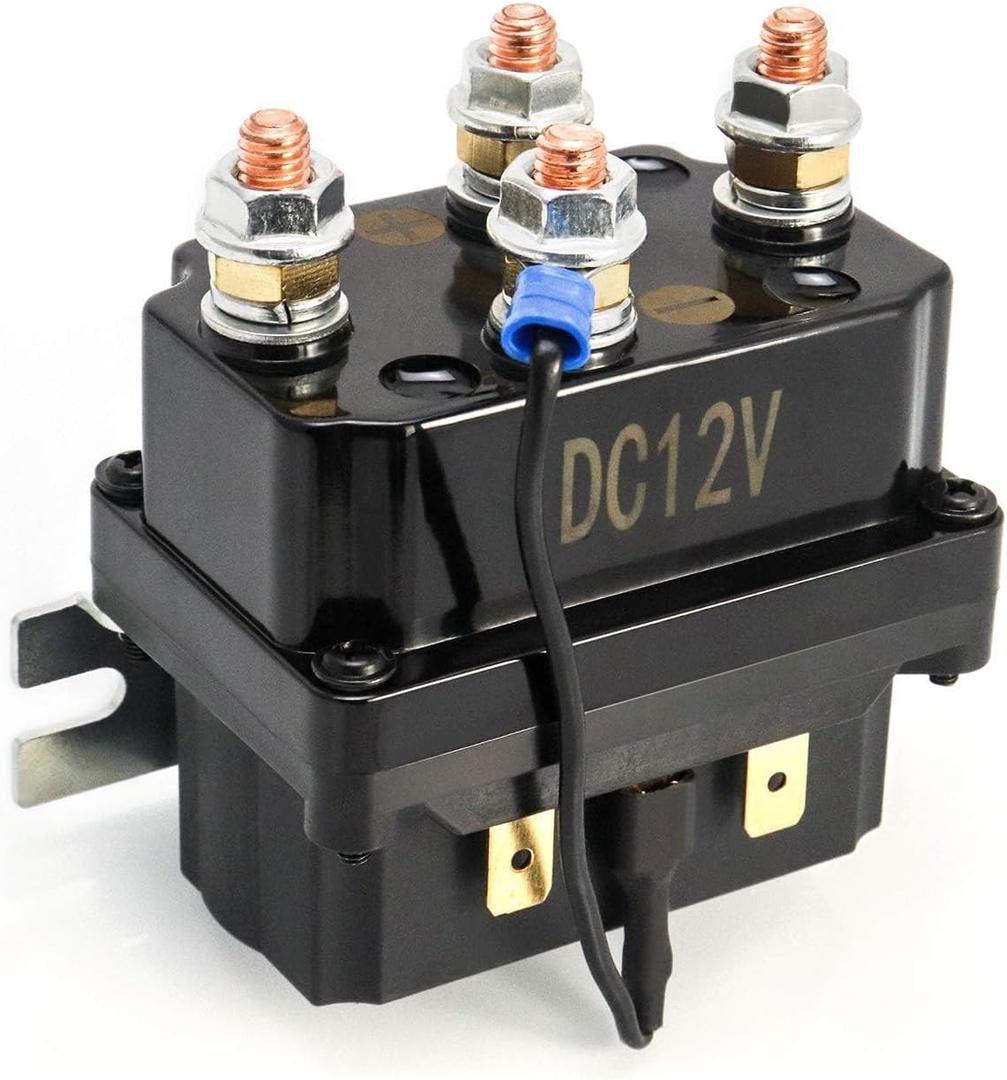 QWORK Solenoid Relay, 12V 250A Winch Relay Solenoid Replacement Contactor for 3000-5000lbs ATV UT Winch Control