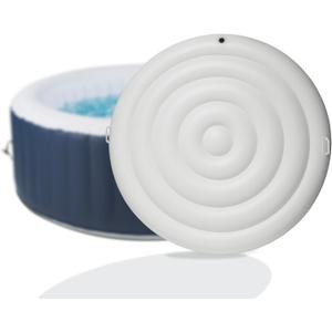5.4Ft Inflatable Hot Tub Cover, Outdoor Portable Round Cover with Handle,Rainproof Dustproof Insulated Energy Saving Lid for Spa Hot Tubs, Foldable Spa