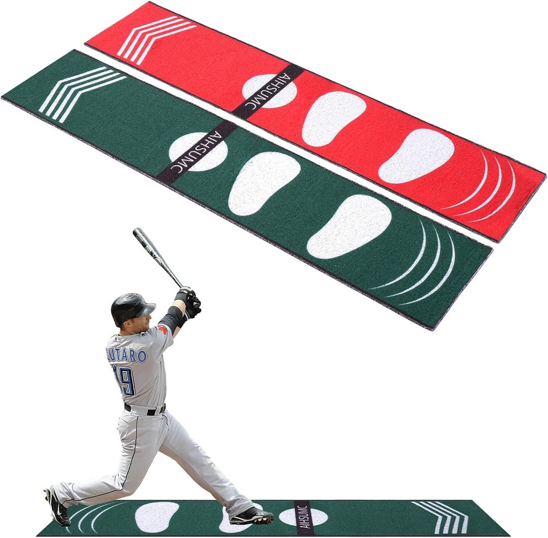 Softball Pitching Mat with Strike Zone, Wear-Resistant Portable Training Mat for Batting Stance Practice, 54 x 12 Inch, Indoor & Outdoor Baseball Practice for Youth Beginners
