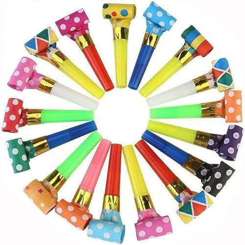 DEMOCRATIDO 50 PCS Blowouts Noisemakers: 40 Party Blower Blowouts, Colorful Birthday & New Years Party Noisemakers, Whistles & Favors