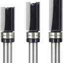 SICWOOD 3PCS Pattern Flush Trim Router Bit 1/2 Shank, 3/4" Dia, Stable Double Bearing Guides, Top Bearing Template Flush Cut Straight Trim Router Bit, for DIY & Woodworking, Height 2", 1-1/2", 1-1/4"