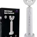 Ultrasonic U Shaped Toothbrush for Adults, Electric Toothbrush for 360-degree Cleaning with Wireless Charging, Waterproof IPX7, 3 Modes for Teeth Whitening(White)