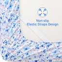 Softan King Floral Sheets, Microfiber Blue Flower Printed Fitted Sheets with Non-Slip Corner Straps and 15" Deep Pocket, Butterfly Patterned Cozy King Bed Sheets & Pillowcase Sets