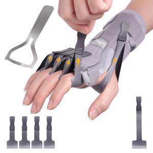 Radial Nerve Palsy Splint Brace for Wrist drop, 5 Fingers Extension, Stroke Patient Recovery, Finger Limp, Crutch Palsy, MCP Arthroplasty, for both Left and Right Hand - Gray