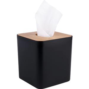 MOCHTERO Tissue Box Cover,Tissue Holders,Tissue Box Holder for Bathrooms,Bamboo Cover Plate,Home and Office,5 * 5 * 5.4in (Black)