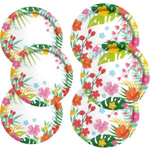 Gatherfun Tropical Luau Party Supplies Kit for 76 Count- Aloha Hawaiian Party Decorations with Disposable Paper Plates| BBQs & Summer party