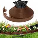 Landscape Edging Garden Border 100ft x 2in, 180 Stakes, Brown
