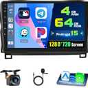 4+64G Android 15 Car Stereo for Toyota Tundra 2007-2013, 10.1 inch IPS 1280 * 720 Touch Screen Radio Wireless Apple Carplay Android Auto DSP 5G WiFi Bluetooth GPS FM RDS+Free AHD Backup Camera