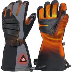 Unigear Rechargeable Heated Gloves for Men Women, 3 Heating Level Electric Battery Ski Gloves, Thinsulate Waterproof Winter Touchscreen Leather for Outdoor Work, Snowboarding, Raynauds