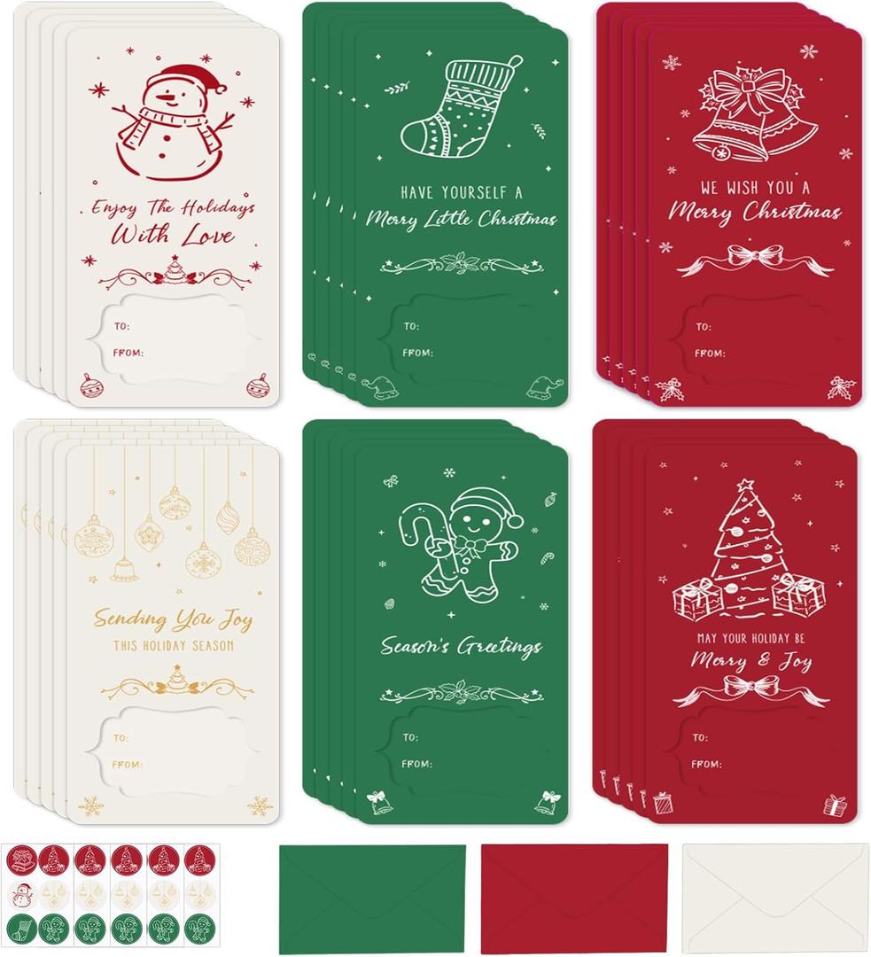 WSICSE 30 PCS Christmas Money Holders for Cash, 3 Colors Christmas Wallets for Money with Envelopes Stickers for Dollars Greeting Cards Coupons Greetings