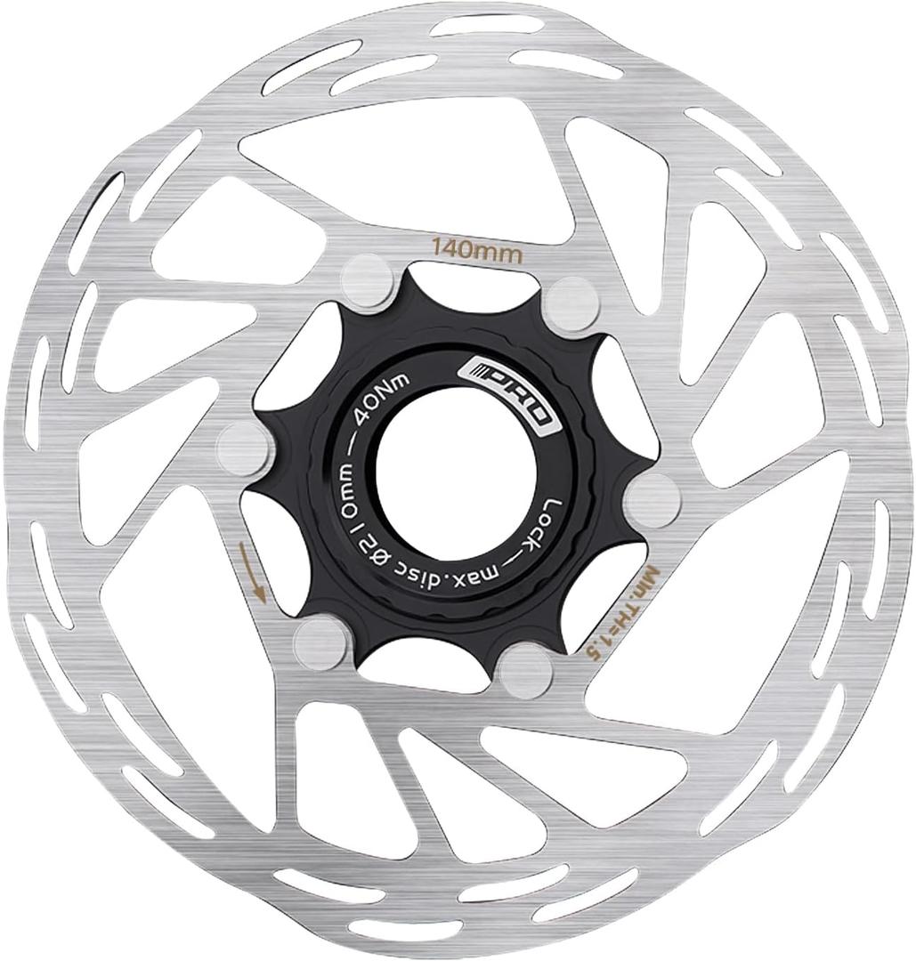 BUCKLOS IIIPRO Bike Centerlock Disc Brake Rotor 140mm 160mm 180mm 203mm, Mountain Bike Road Bike MTB Stainless Steel Center Lock Bicycle Brakes Rotors for E-bike/BMX(Black)