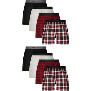 Hanes boys Underwear Boxers, 8-pack, Cotton-blend Woven Boxers for Boys, Moisture-wicking, Breathable (L)