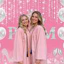 INRUI Prom Send Off 2026 Photography Backdrop Glitter Crown Congrats Graduation Prom Party Decorations Banner (Pink and Silver, 8x6FT)