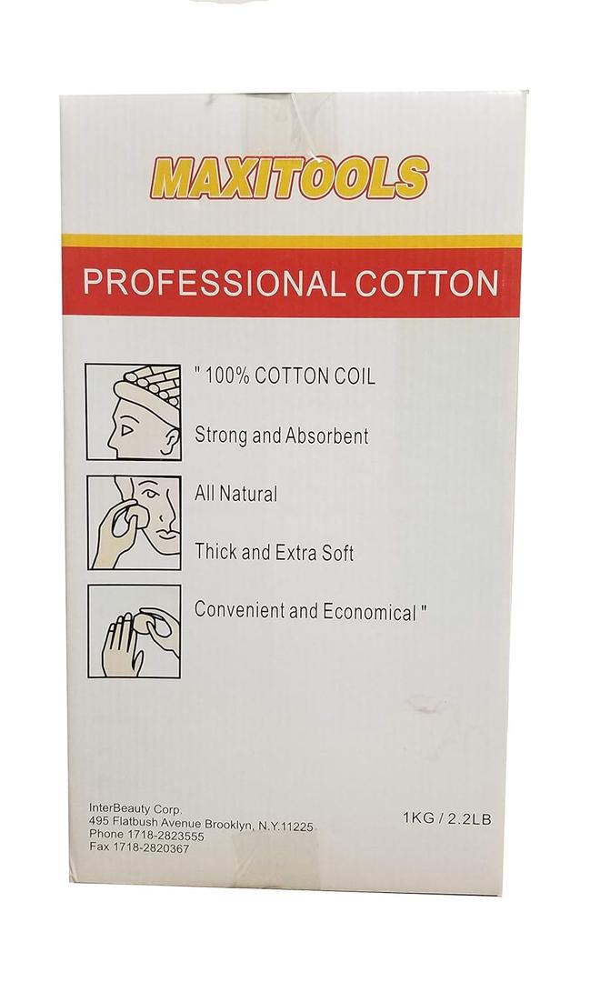 MAXITOOLS Professional Cotton Roll Coil - Dispenser Box - 2.2 Lb. Coil - Perfect for Hair Salon, Nail Salon, Nail Polish Removal