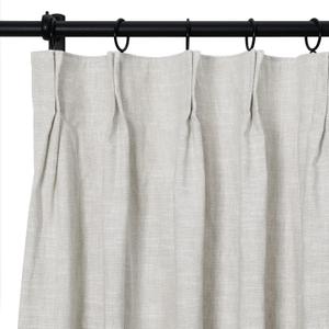 Cotton Linen Curtain with Trim Border, Blackout Room Darkening Lined and Unlined Curtain, Ivory, 88"x57"