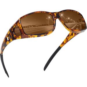 MEETSUN Fit Over Glasses Sunglasses for Men Women,Wrap Around Sunglasses Polarized UV400 Protection ((Z1)tortoiseshell Frame-brown Lens)
