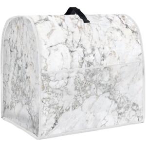 Stand Mixer Cover Compatible with Kitchen Aid Mixer, White Marble Print Kitchen Appliance Dustproof Covers with Pockets, Fits All Tilt Head & Bowl Lift Models Mixers (L(6-8 qt), White Marbling)