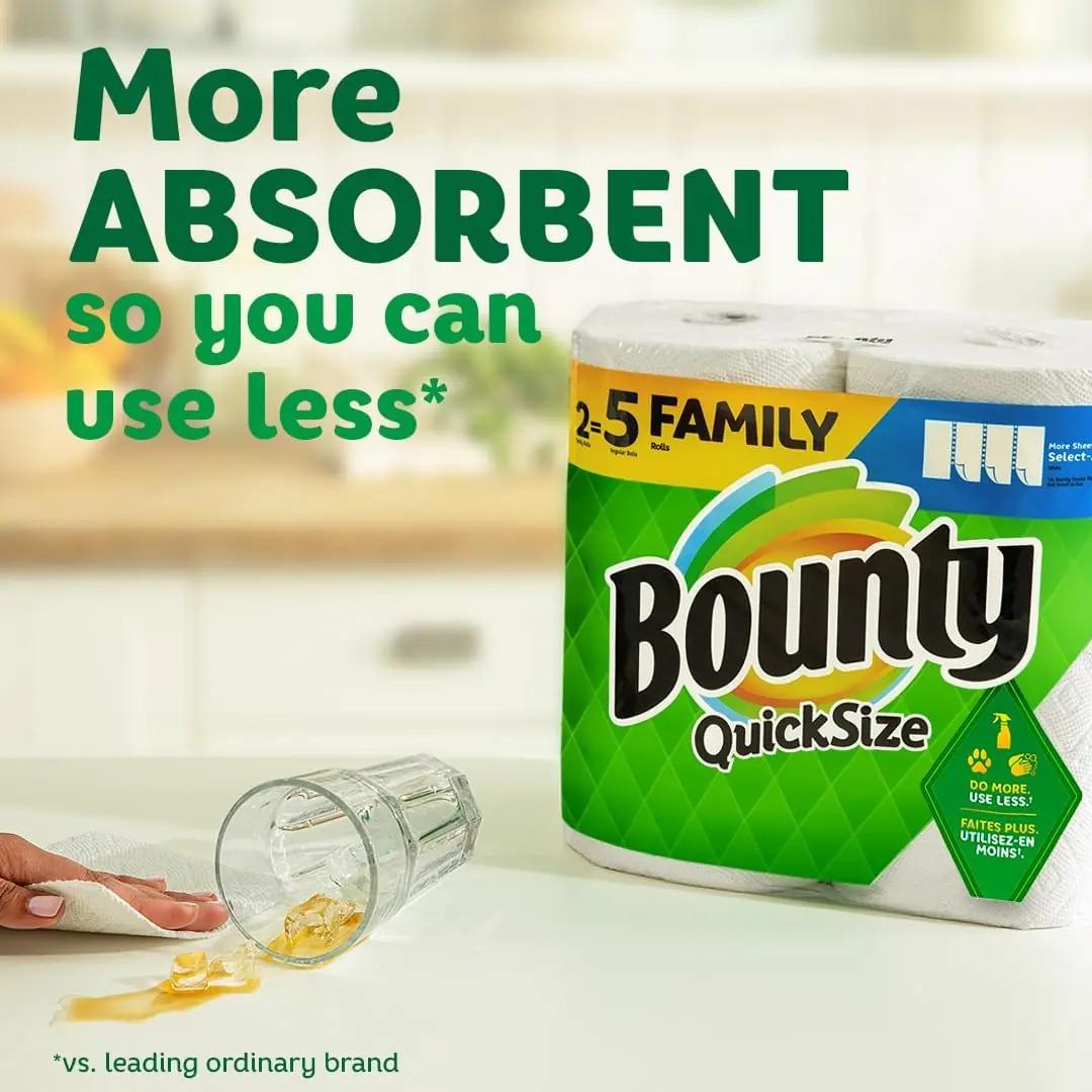 Bounty Paper Towels Quick Size, White, 16 Family Rolls