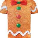 Men's Elf and Gingerbread Costume Shirt Christmas Outfit T-Shirts (XX-Large, Brown)