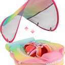 Mambobaby Baby Swim Float with Tail & UPF Sun Canopy Rainbow