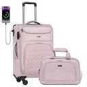 Coolife Luggage Carry On Luggage Underseat Luggage Suitcase Softside Wheeled Luggage Lightweight Rolling Travel Bag Underseater (Pink, Carry-On 16-Inch)