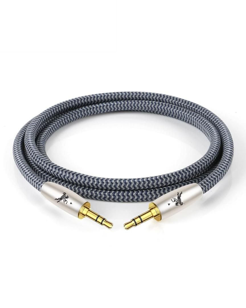 Audiophile Stereo Audio Aux Cable for Car & Home - 3.5mm Male to Male, Gold-Plated Copper Housing, Cotton Braided Jack, 1/8-inch Aux Cord (9.84ft/3m)