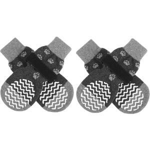 EXPAWLORER Anti Slip Dog Socks to Prevent Licking Paws, Dog Shoes for Hot Pavement, Dog Booties for Small Medium Large Senior Dogs, Traction Control Boots & Paw Protectors for Hardwood Floors  X-Small (4 Count), Charcoal Ash