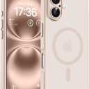 TOCOL Magnetic for 16 Gold Case, Upgraded Full Camera Protection, Compatible with Magsafe, Drop Protection, Translucent Matte Back Bumper Phone Cover 6.1-Inch (Desert)