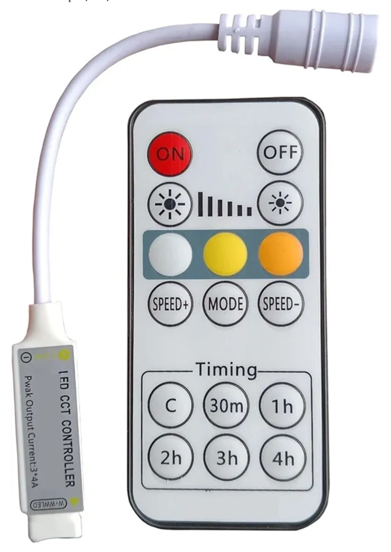 LED CCT Controller 16-Button USB/DC Mini Remote Dimmer with Timer Adjustment for 5050 2835 WW/CW LED Strips(DC)