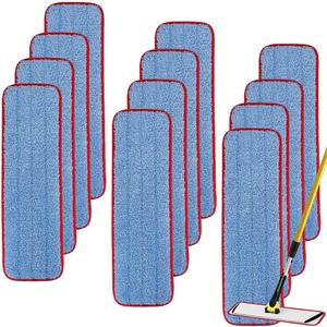 Replacement Mop Pads for Rubbermaid Commercial 18.5 Inch Mop Head - 12 Pack Reusable Wet & Dry Cleaning Mop Head Replacement Refills Fit for Any Microfiber Flat Mop System 18" and 17"