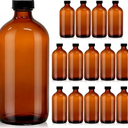 11 pcs Amber Glass Boston Round Bottles with Phenolic Polycone Caps – Airtight, Leak-Proof Brown Bottles for Kombucha Brewing, Storing Condiments, Essential Oils, and Homemade Solutions