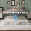 6 Inch King Size Bed Frame with Metal Gaskets, White Bed Frame King Size No Box Spring Needed, Heavy Duty Steel Platform Support, Round Corner Design, Noiseless, Easy Assembly