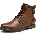 Bruno Marc Men's Motorcycle Boots Oxford Dress Boot, Brown, Size 6.5