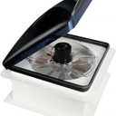 Manual RV Roof Vent Fan With S-MOK Al_arm and Ca-Bon Dete_ctor, 12V 14" Super Quiet RV Roof Fan, 3-Speed, Reversible
