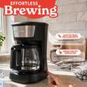 Gourmia Drip Coffee Maker - 12-Cup Capacity, Glass Carafe, Black