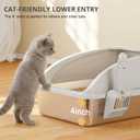 Stainless Steel Cat Litter Box with Lid, Metal Kitty Litter Box with Scoop, Non-Stick Base, Easy to Clean for Cat, Rabbit, Guinea Pigs and Hamsters - Light Gray